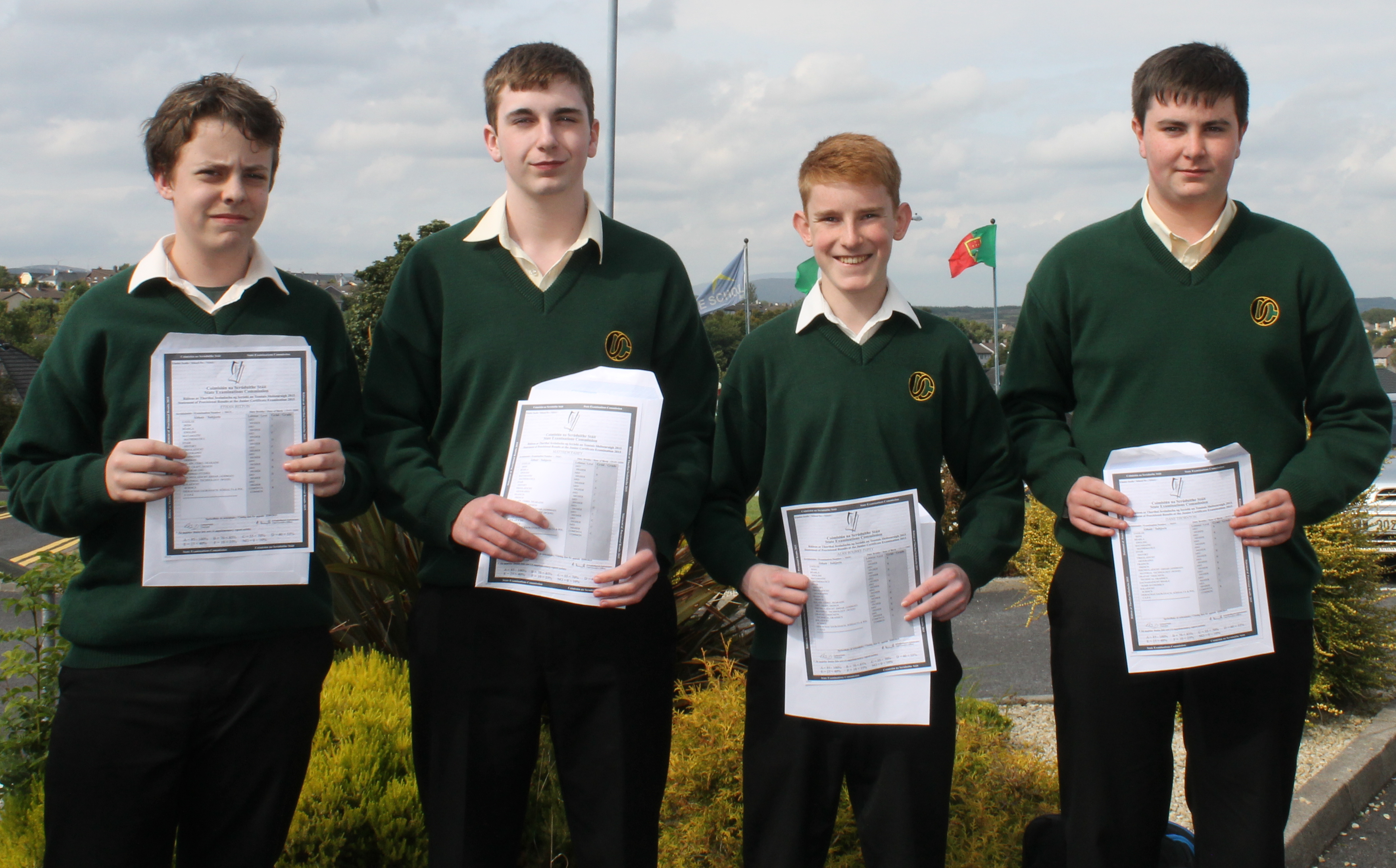 Pictured (from Left) Ethan Belton, Matthew Fahey, Alan Bourke-Tuffy and Dane Thornton of Davitt College, Castlebar celebrate their excellent Junior Certificate results 2015.