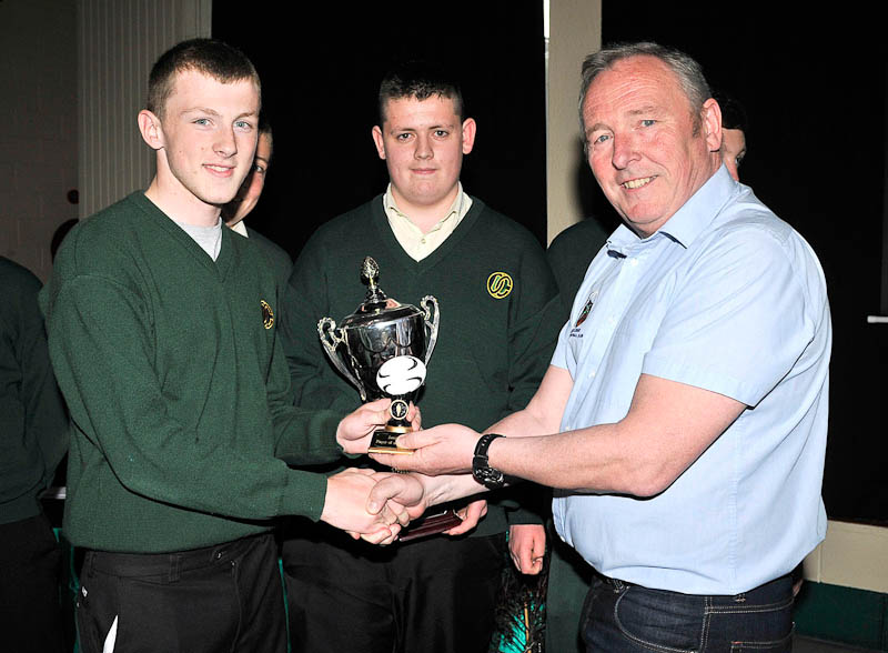 U-16 Rugby Team Recognition: Killian O’Brien and Daniel Brogan with Seamus King (Sports Assistant). © Ken Wright 2014.