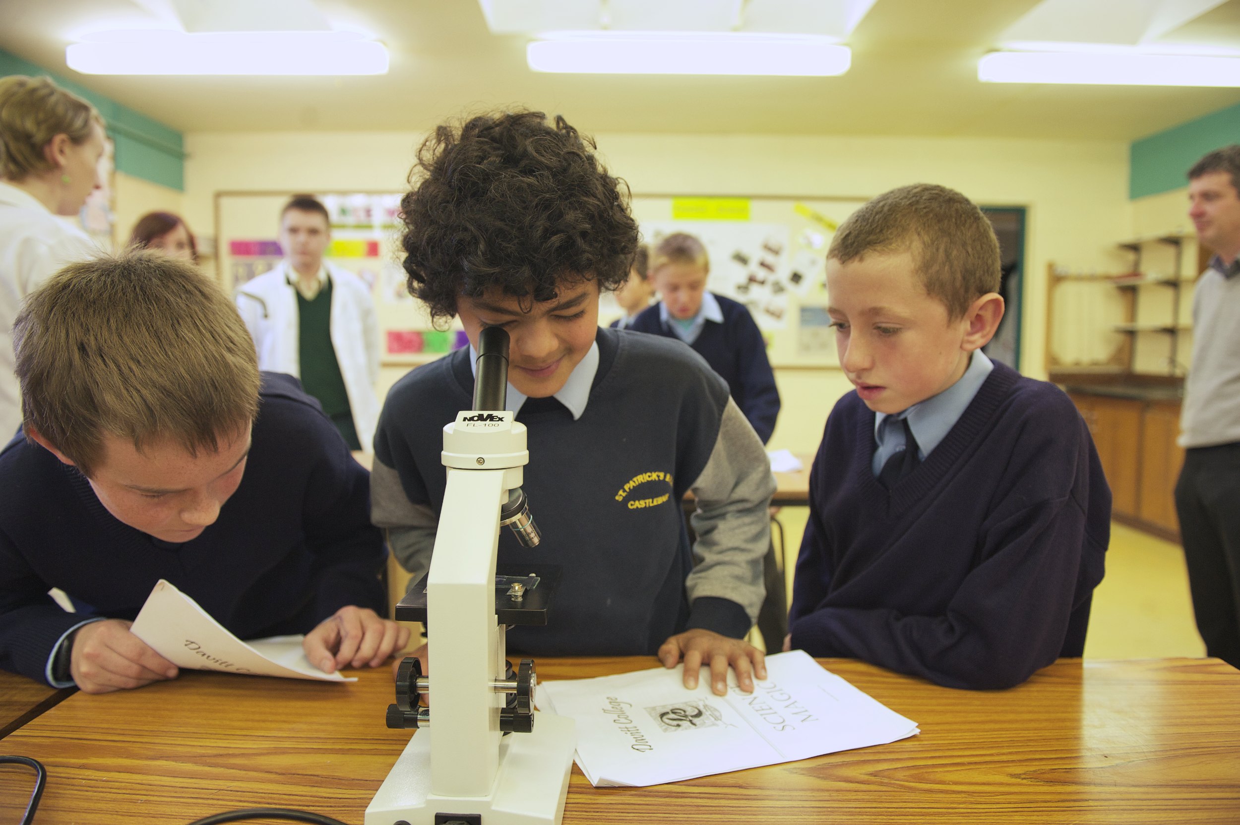 Boys from St. Patricks School, Castlebar examine plant cells during Science Week at Davitt College. This was just one in a range of Science Experiments and Computer Programming events that took place over the three day science and technology event.