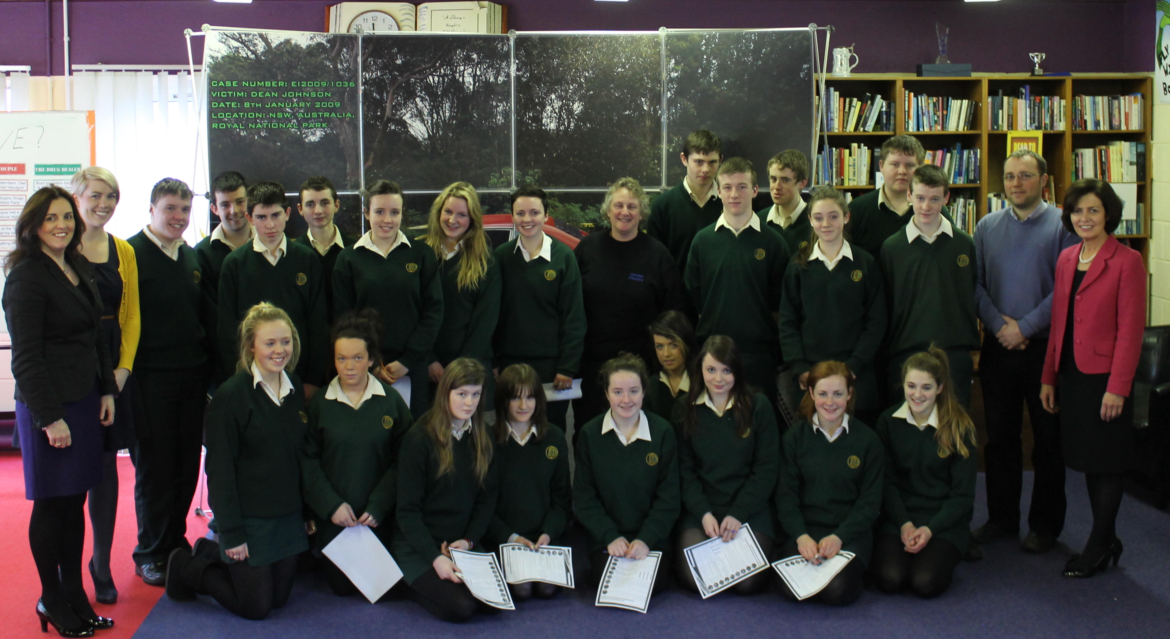 Pictured at the Forensic Science Workshop are Ms. Bernie Rowland, Principal, Davitt College; Ms. Alison Leck, Forensic Scientist; Davitt College Science Teachers and Transition Year students.