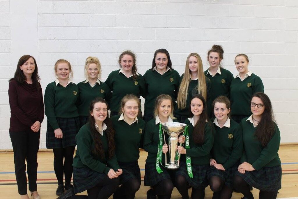 Davitt College Girls Rugby Squad with the Six Nations Trophy
