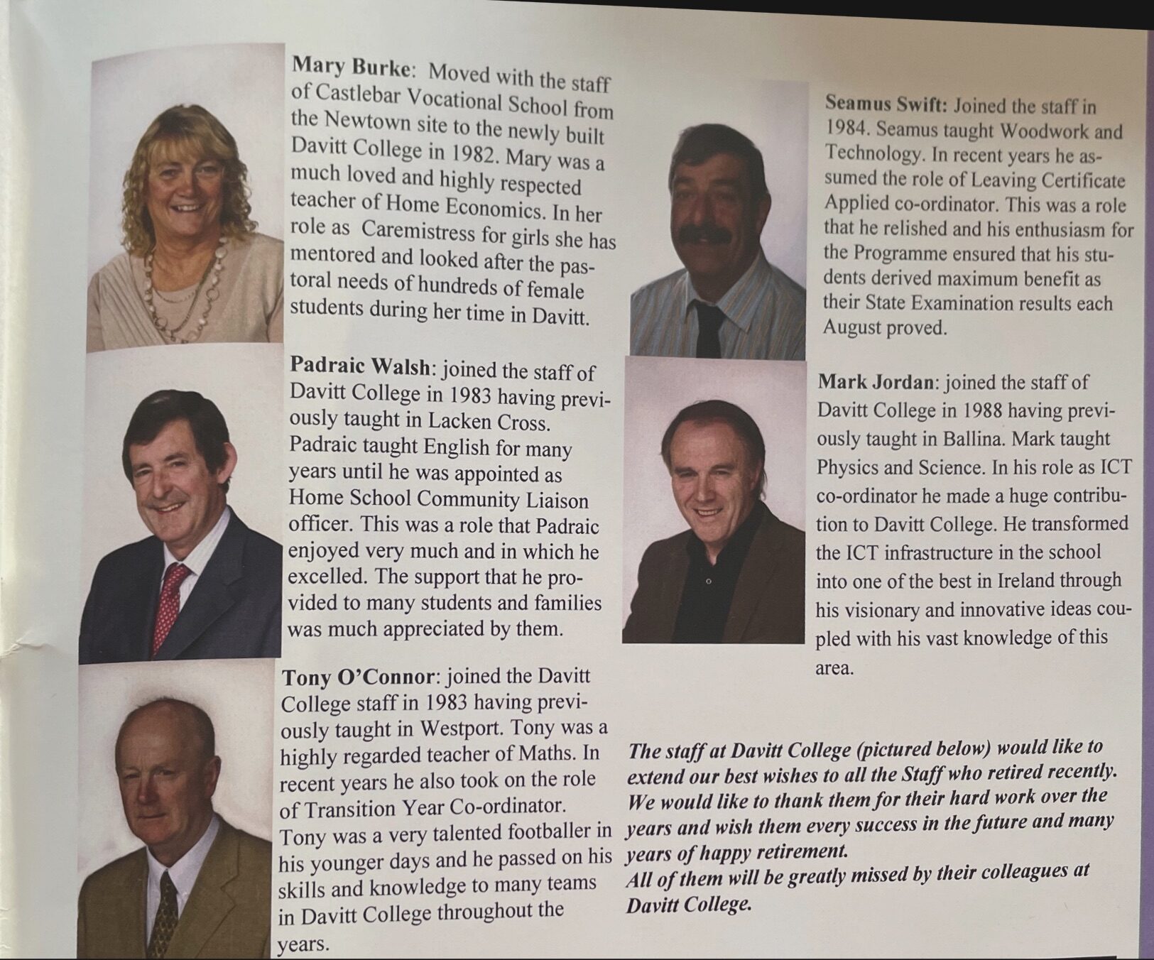 Staff Retirements