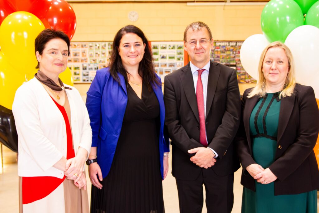Ambassador David Gill with German teachers Maria Carey, Kayleigh Walsh and Geraldine Clinton