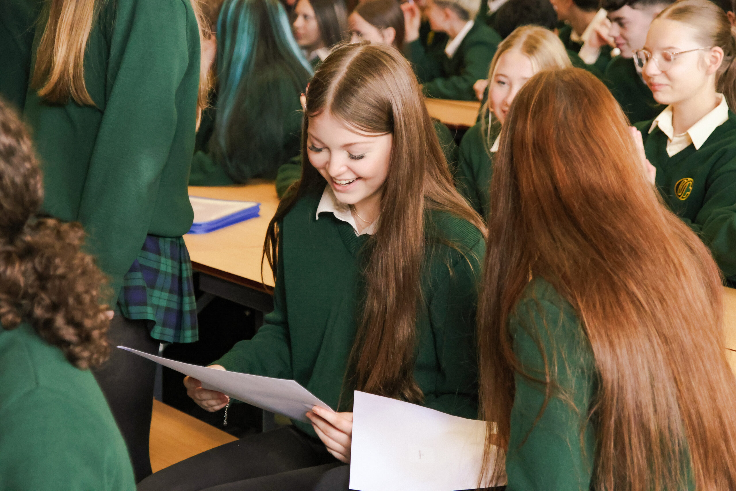 Davitt College students celebrating Junior Cycle Results Day